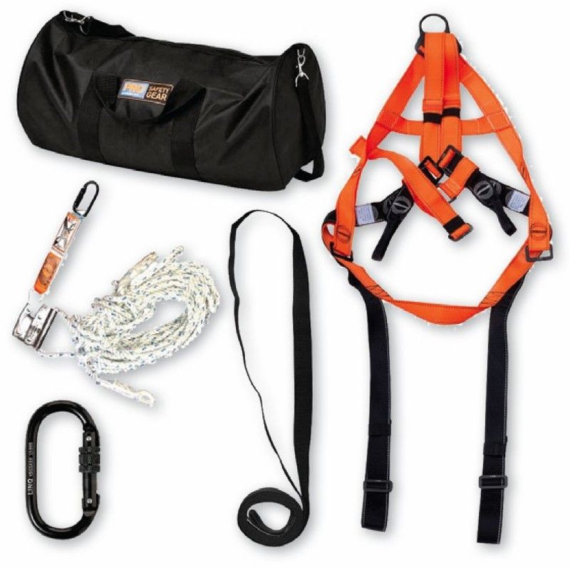 Linq KITRBSC‑E Economy Roofers Kit harness and gear on a roof surface