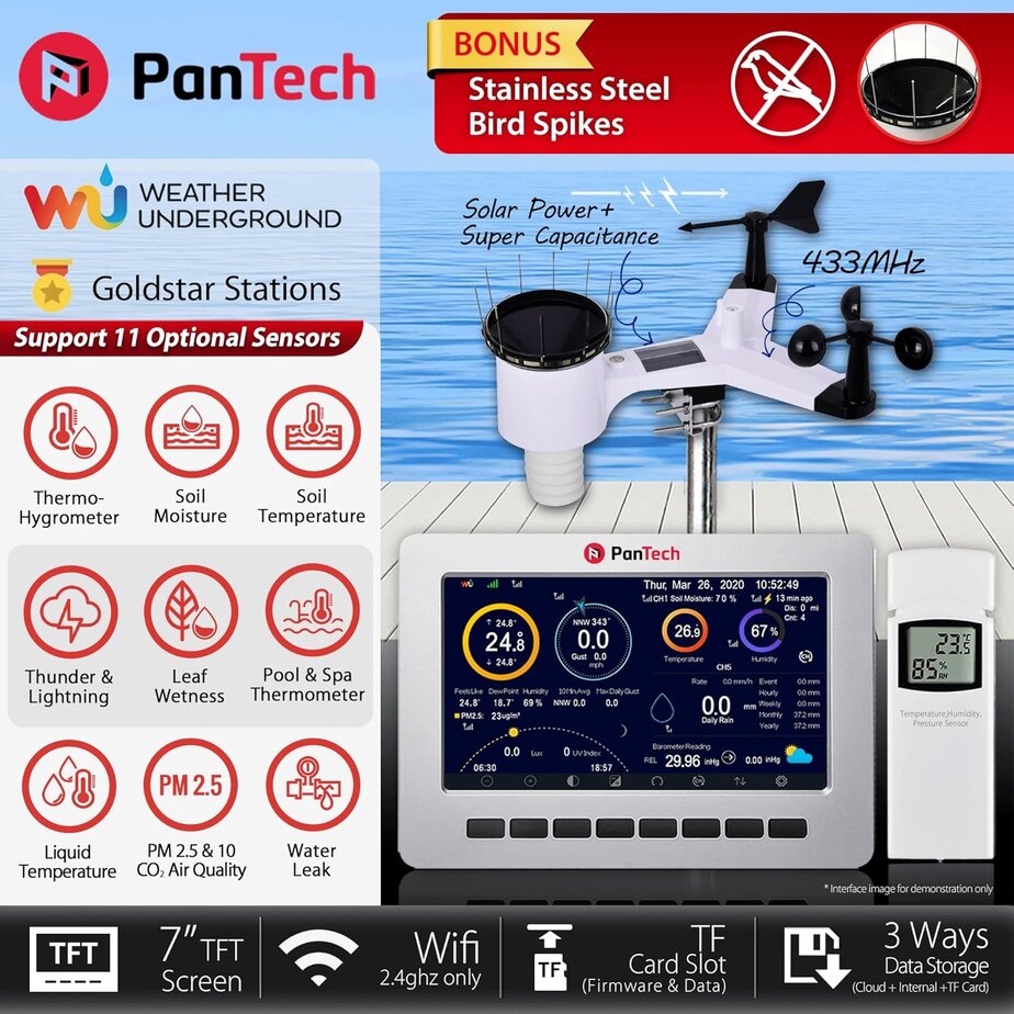 PanTech Weather Station Wireless Australia PT‑HP2550 – outdoor sensor array with anemometer and rain gauge