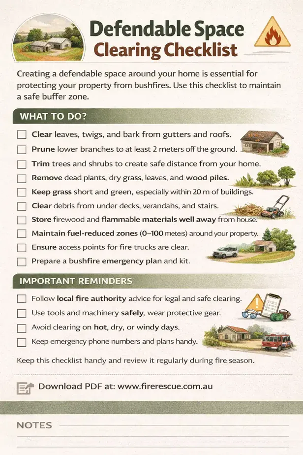 Defendable Space Clearing Checklist (Bushfire) - Preview