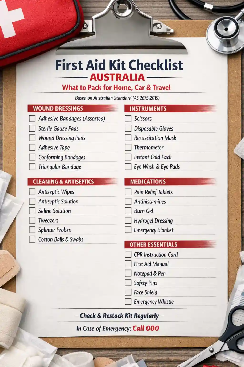 First Aid Kit Checklist Australia (A4 <a href=