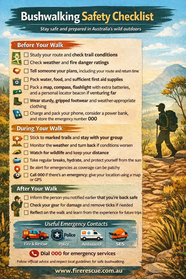 Bushwalking Safety Checklist Australia guide cover