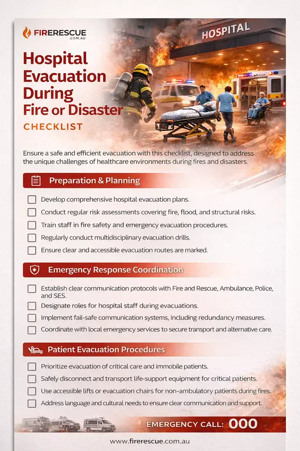 Hospital evacuation during fire or disaster practical safety guide cover