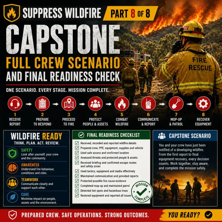 Suppress Wildfire Capstone, Part 8 of 8, Full Crew Scenario and Final Readiness Check
