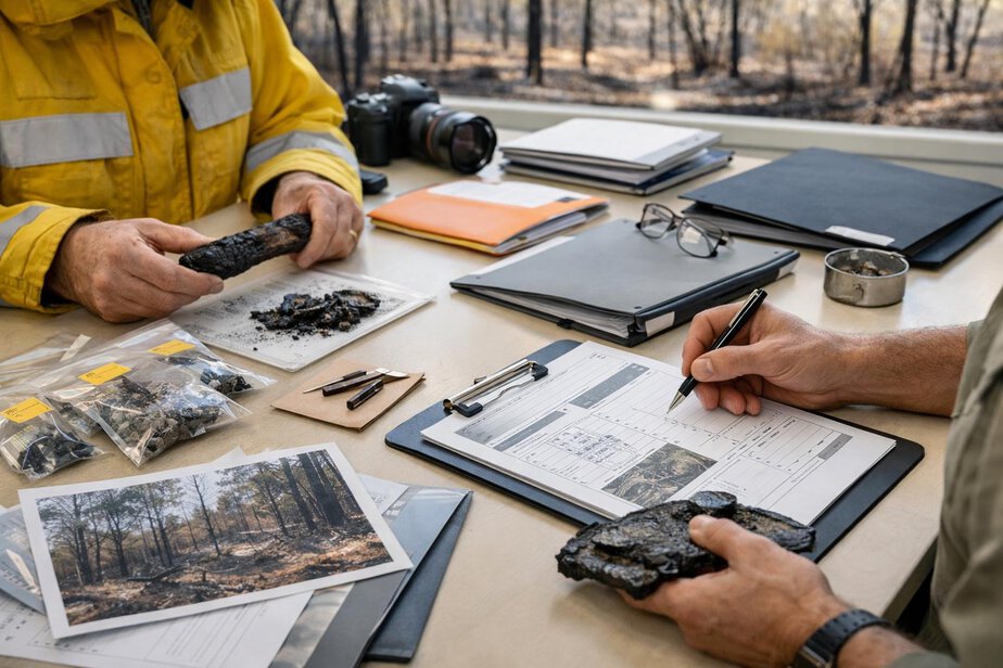 Investigators completing and reviewing a wildfire investigation report
