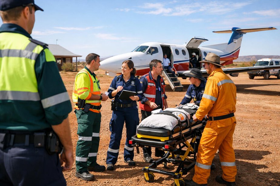 Remote clinic and landing area used for aeromedical transfer coordination