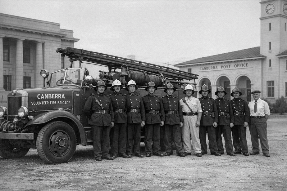 Historic Canberra volunteer fire brigade and vintage fire engine