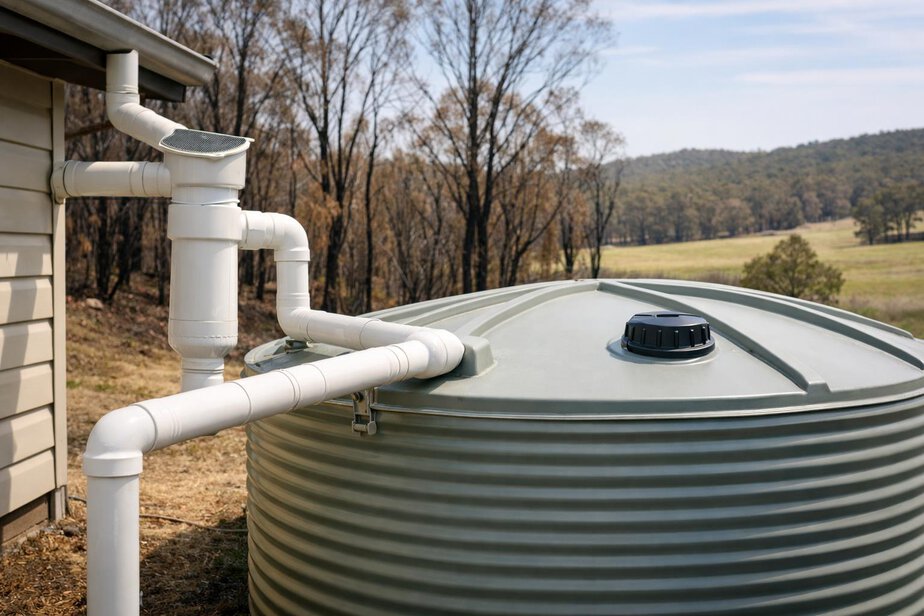 Rainwater tank system with first-flush diverter and sealed lid