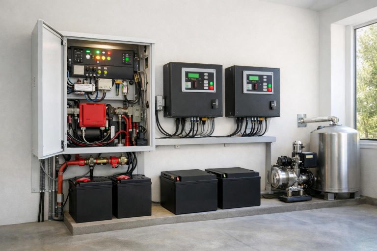 Dual bushfire protection controllers and backup power equipment in a residential utility space
