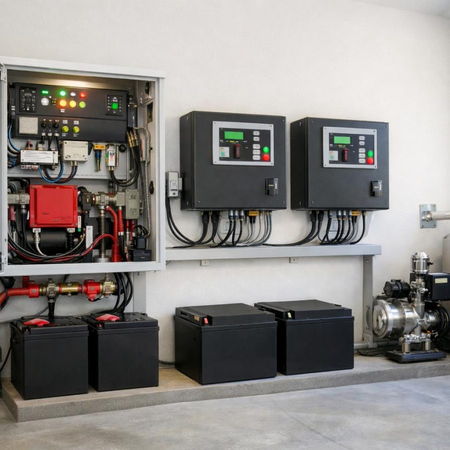 Dual bushfire protection controllers and backup power equipment in a residential utility space