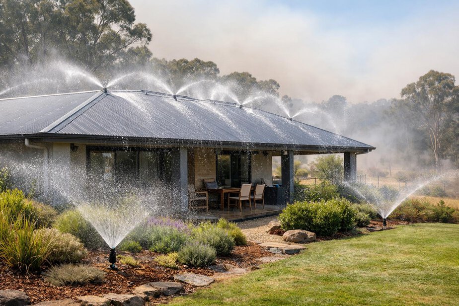 Residential sprinkler zones operating as part of bushfire protection